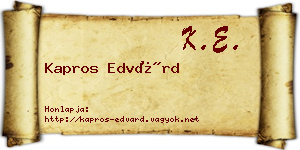 Kapros Edvárd névjegykártya